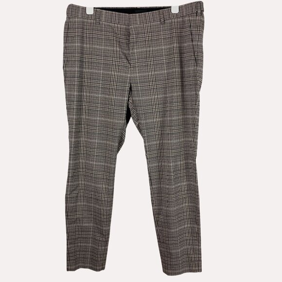 H&M Plaid Skinny Fit Ankle Pants Womens 36 38x28 Brown Dark Academia Preppy - Picture 1 of 8